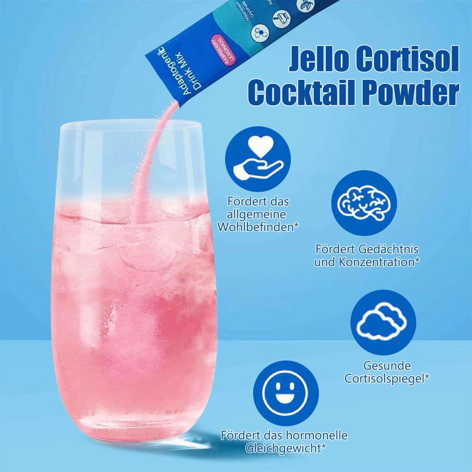 Jello Cortisol Cocktail,40 Stück Jello Cortisol Cocktail Pulver,Cortisols Senken Pulver zum Abnehmen,Entspannt Bleiben,für Damen Herren