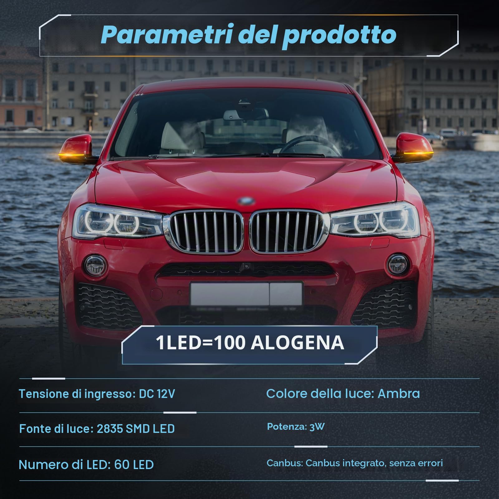 POPMOTORZ LED Indicatori di Direzione Specchietto Retrovisore, Frecce LED Specchietto con Canbus Senza Errori 2835 SMD per BMW X3 F25 X4 F26 X5 F15 X5 M F85 X6 F16 X6 M F86, 2 Pezzi