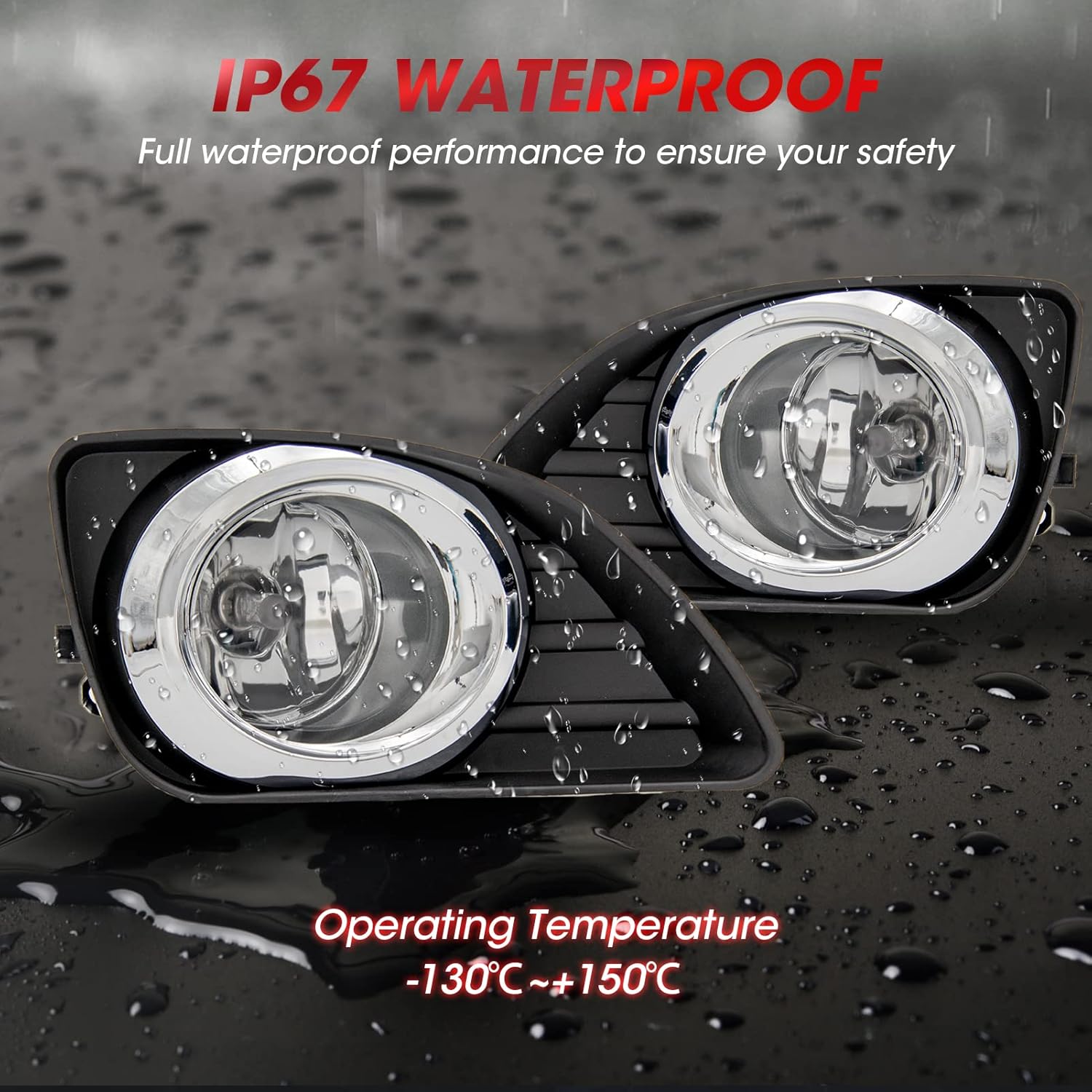 Fog Lights Assembly Replacement For 2010-2011 Toyota Camry Included Switch And Wiring Kit(Clear Lens)