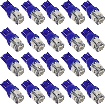 Blue DC 12V T10 194 168 Led Bulb Light Gauge Instrument Cluster Dashboard Bulbs Dash LightsPack of 20pcs