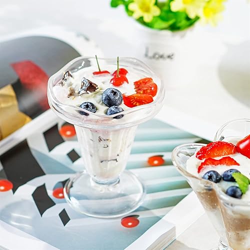 Miniatura 8 de kanpura Juego de 2 cuencos de helado Art Deco de 5 onzas, fondo más grueso, apto para congelador, apto para lavavajillas, elegante diseño de