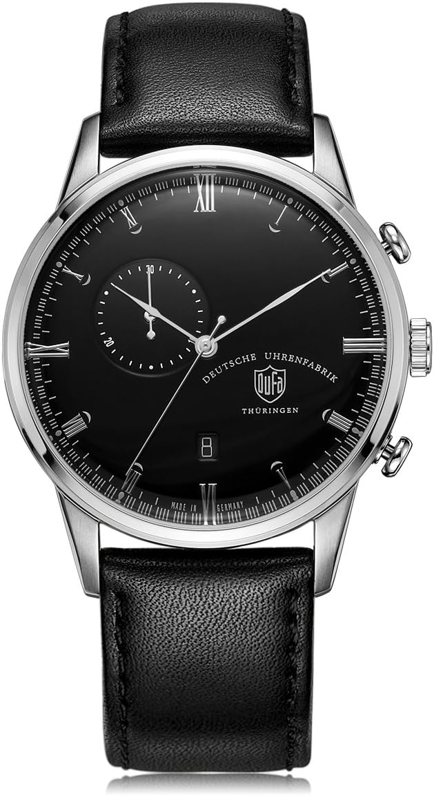 DuFaDeutsche Uhrenfabrik Unisex Chronograph Quartz Watch with Leather Strap DF-9007-01