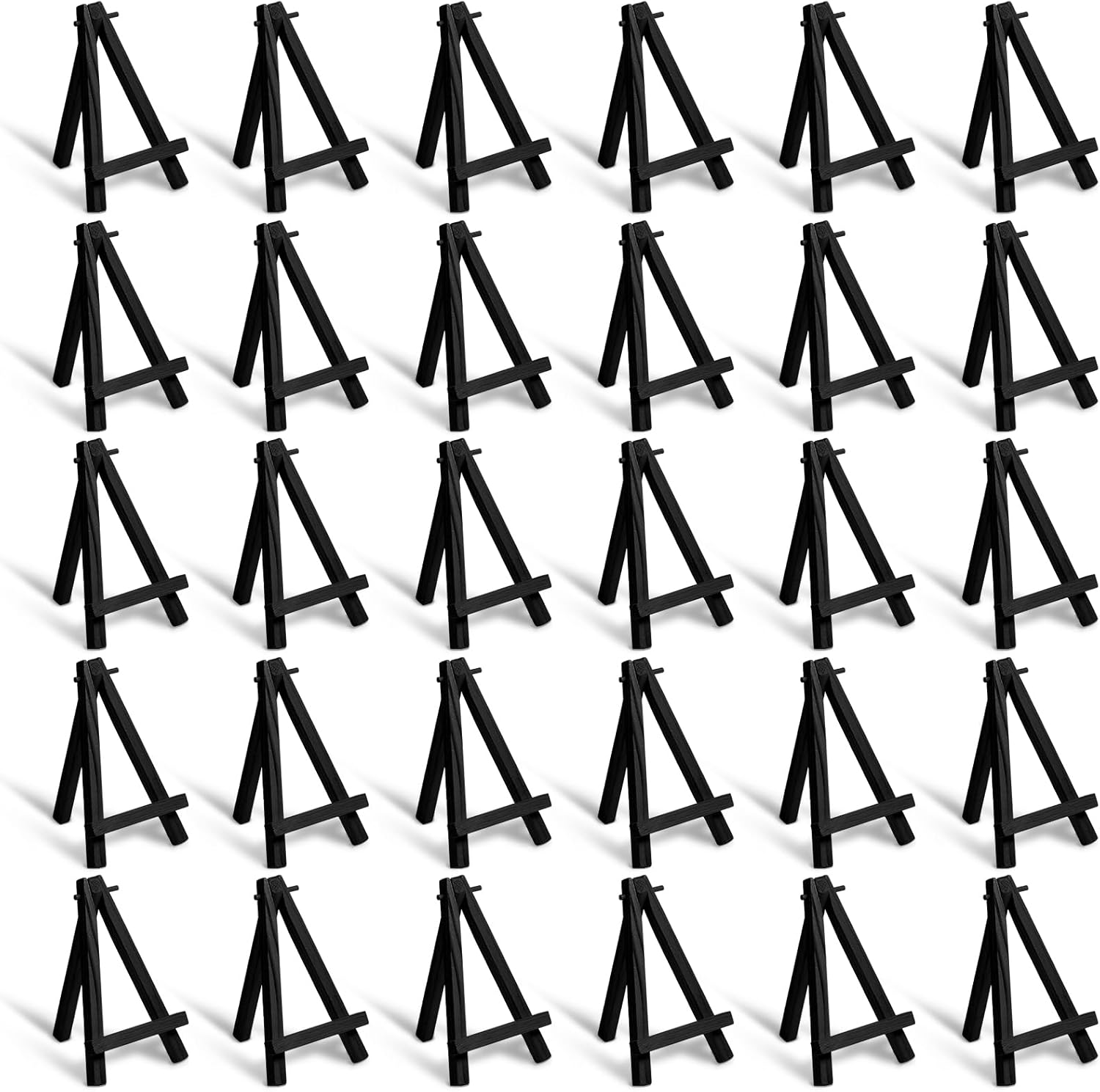 Mimorou 60 Pack 5 Inch Mini Easel Wood Display Artist Small Wooden Easel Stand Art Craft Painting Triangle Stand Canvas Holder for Card Artist Photos Tabletop Phone Wedding