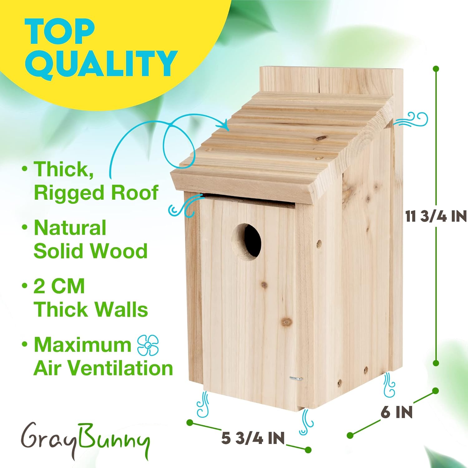 Gray Bunny Bird Houses for Outside - Cedar Bird House, Bluebird House with Secure Latch, Fledgling Grooves, & Air Vents, Weatherproof Birdhouse, Gifts for Mom, Gifts for Dad : Patio, Lawn & Garden