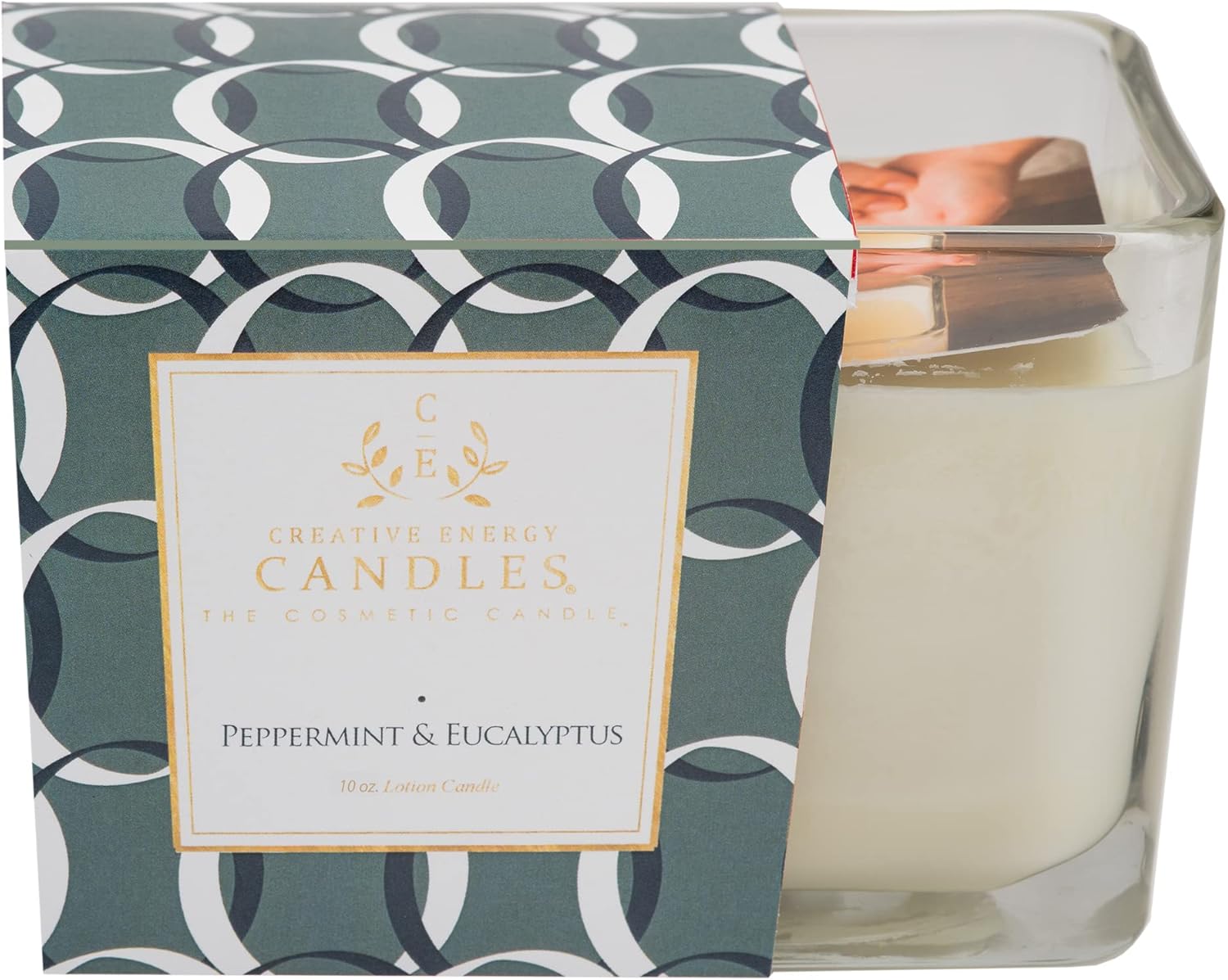 Lotion Candle – Peppermint & Eucalyptus Scented Massage Candles for Self Care, 10 Oz. Soy Wax Candle with Essential Oil Blends, Coconut Oil, and Vitamin E, 55 Hour Burn Time