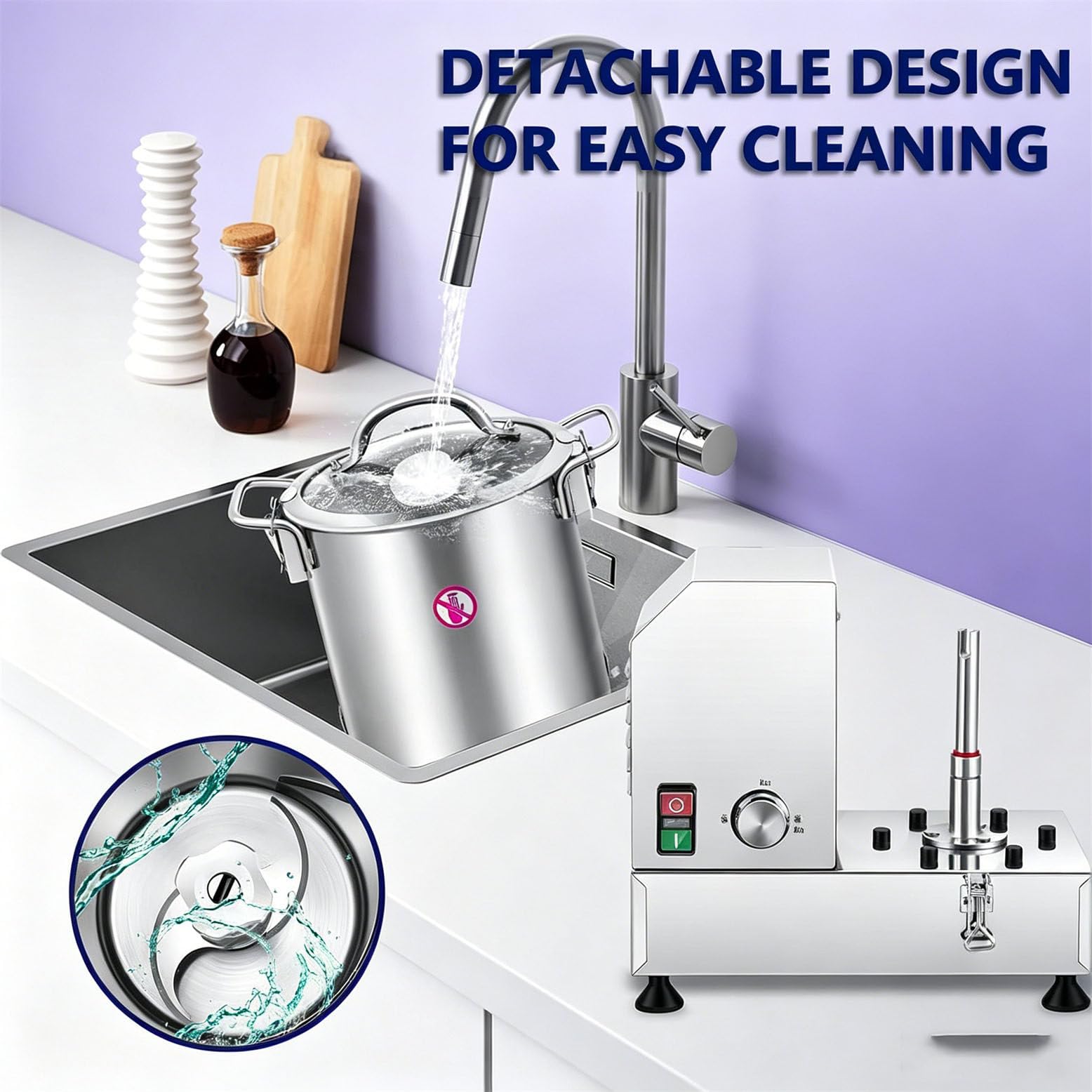 Procesador de Alimentos eléctrico con Capacidad de 6L/9L/15L, Picador de Verduras y Molinillo de Carne Comercial con Velocidad Variable de 3700 RPM, máquina para preparación (9l)