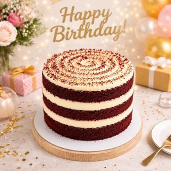 Red Velvet Bento Cake - 5 inch | Luxurious Velvet Cake | Serves 4-6 Portions | Moist Layers | Red Velvet With Cream Cheese Frosting | Handcrafted By Our Expert Bakers