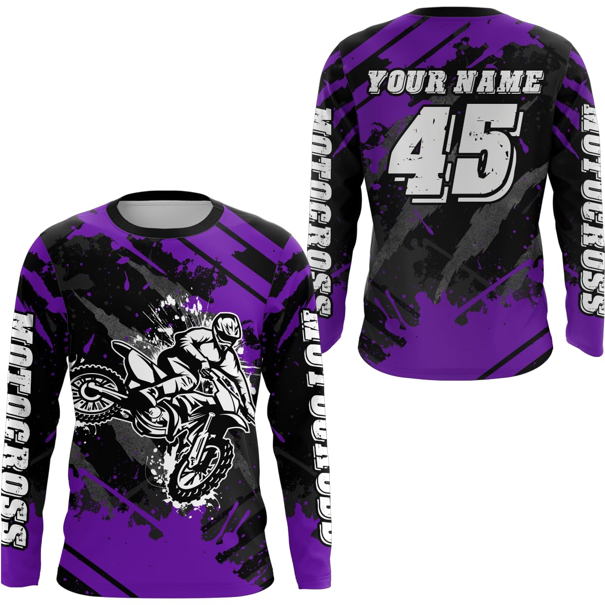 PIONAMZIOZ Custom Motocross Jersey Men Women Upf30+ Dirt Bike Shirt Youth Off-Road Jersey MX Jersey Kids Adult (US, Alpha, Small, 5X-Large, Regular, Regular, Purple)