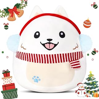 Plush Pillow Stuffed Animals Toy Decor Christmas Dog Cute Puppy Xmas Gift | 2026 Christmas Samoyed Dog Plush Pillow Stuffed Animals Cute Puppy Plushies Xmas Gift Toy for Boy Girl Home Decor 12