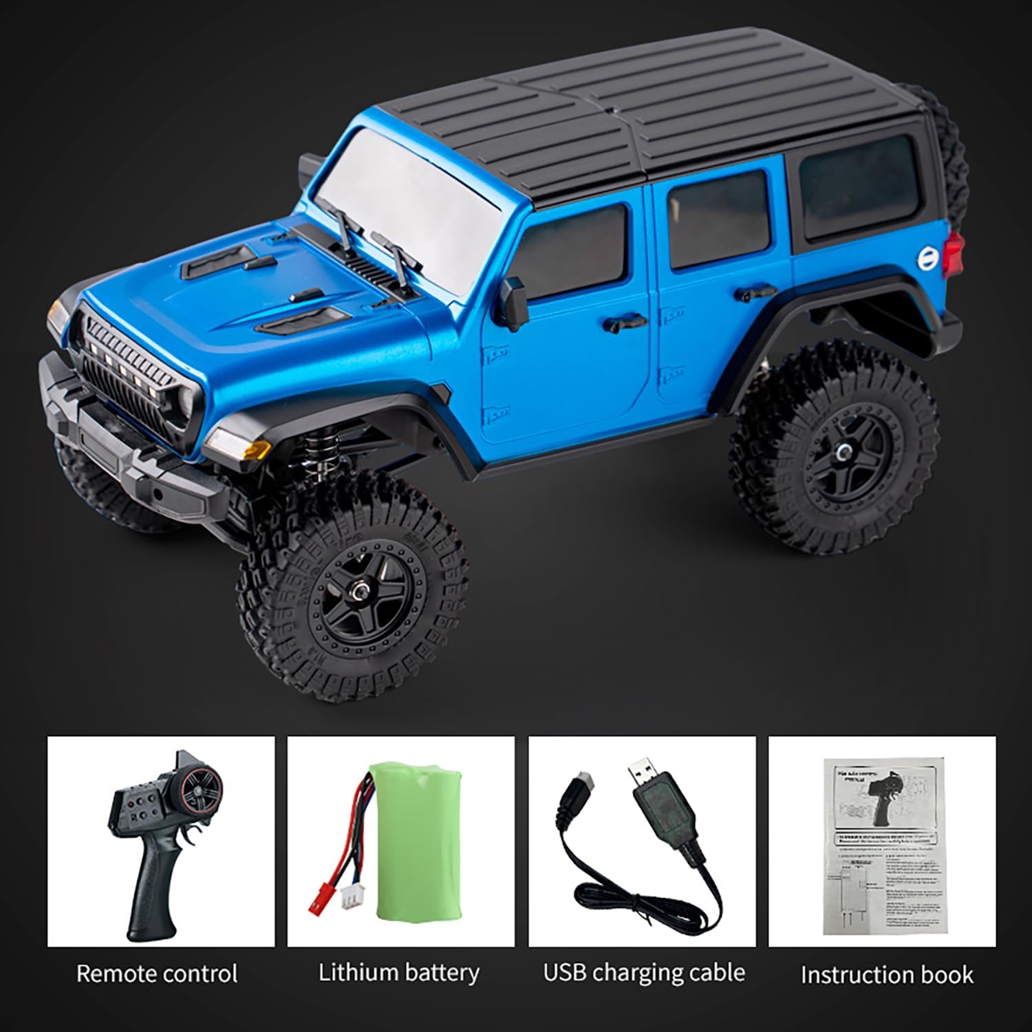 1/18 4 * 4 RC Rock Crawler Car Remote Control Simulation Off Road Car C8801 RTR Crawler Battery 370 Brushed Motor ESC LED Lights Hobby Grade Model for Adult Hobby(Blue)