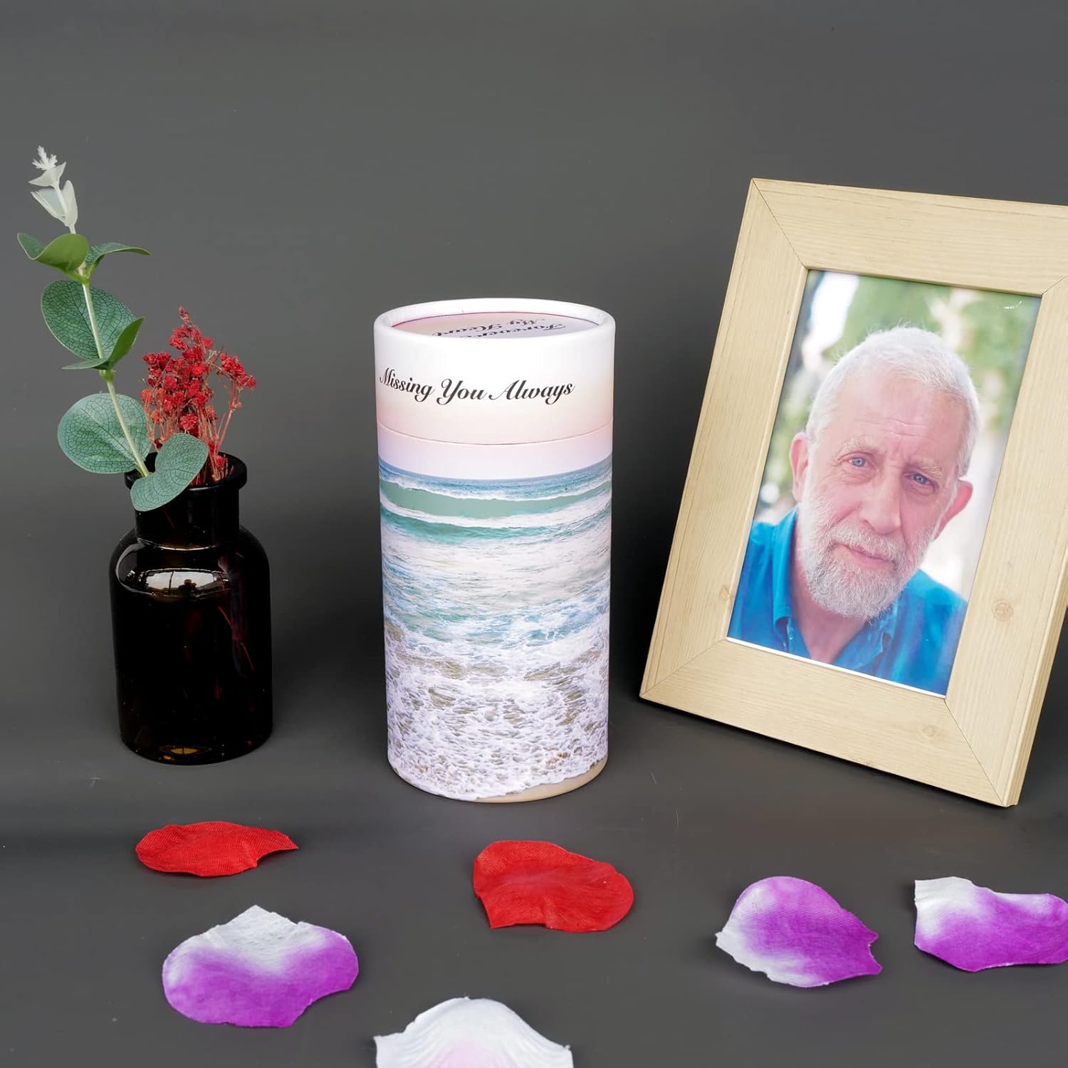 Set of 2 Biodegradable Scattering Tube Urn for Ashes, 40 lbs ECO Small Spreading Cremation Paper Urn for Human Male Female Adult Pet Dog Cat Ashes, Including Canvas Pouch(Ocean Sunset) - Image 5