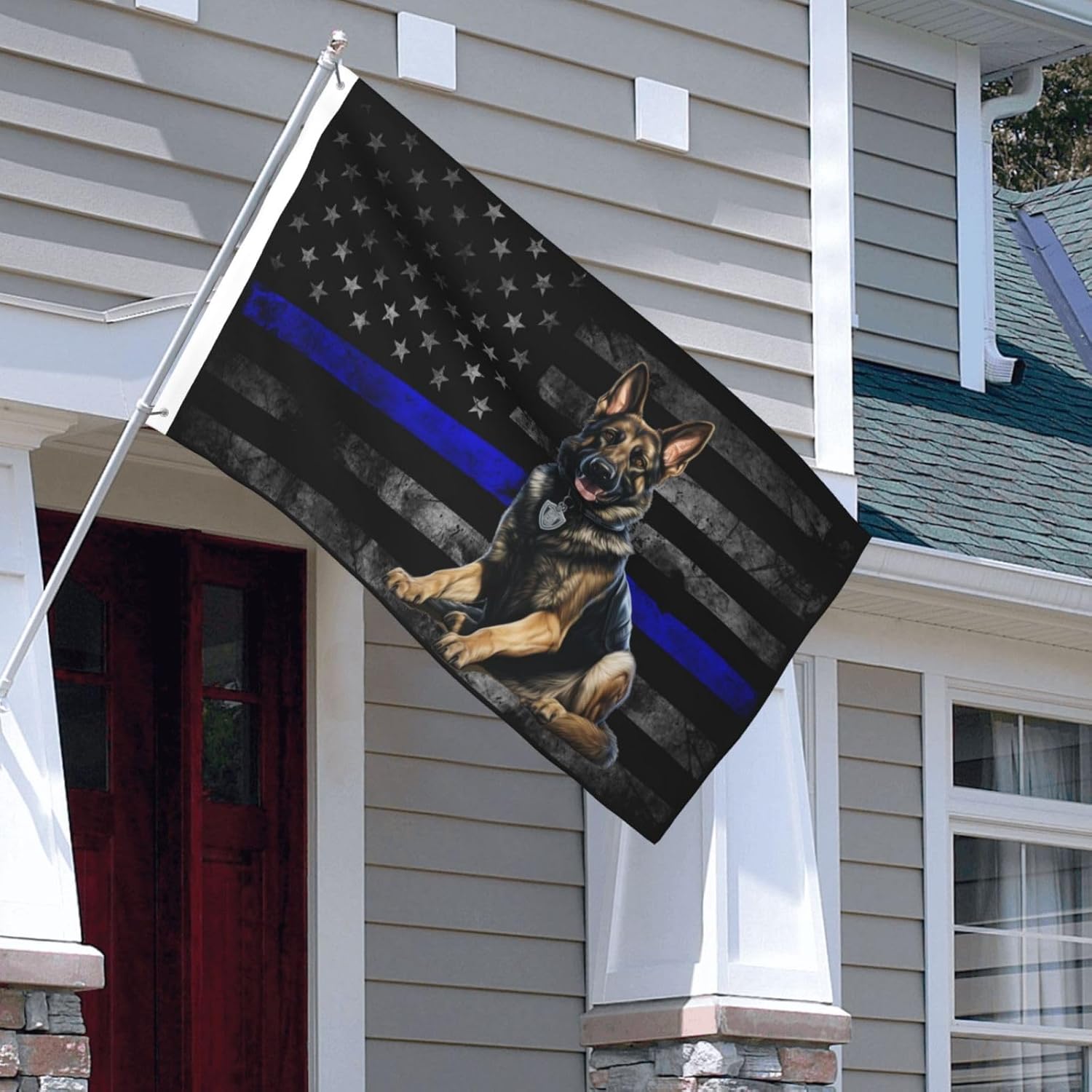 German Shepherd Police K9 Thin Blue Line Flag 6 Celebrate Every Moment with Our Versatile Double-Sided 3x5FT Flag