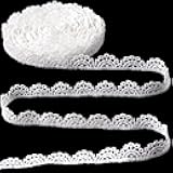 4 Yards White Lace Trim, Vintage Crocheted Lace Ribbons, Embroidery Scalloped Edge Laces for DIY Crafts, Bouquet, Sewing, Wedding, Wrapping, Decoration (0.59