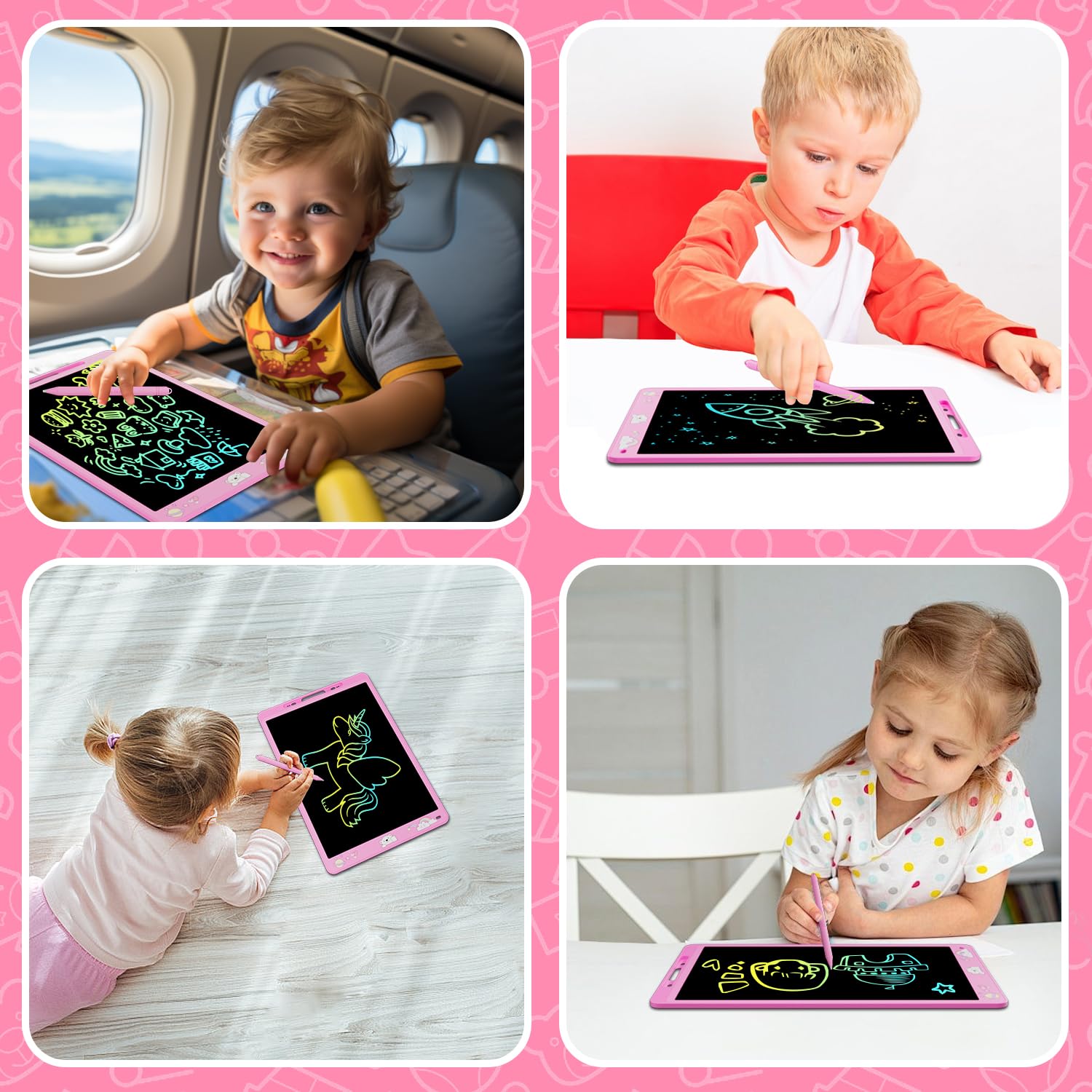 Electight 16 Inch Writing Board, Light Up Colorful Screen Doodle Board, Toddler Educational Toys for 3-9 Years Old Boys Girls, Reusable Kids Drawing Pad, Birthday Christmas Toys Gifts(Pink) — view 6