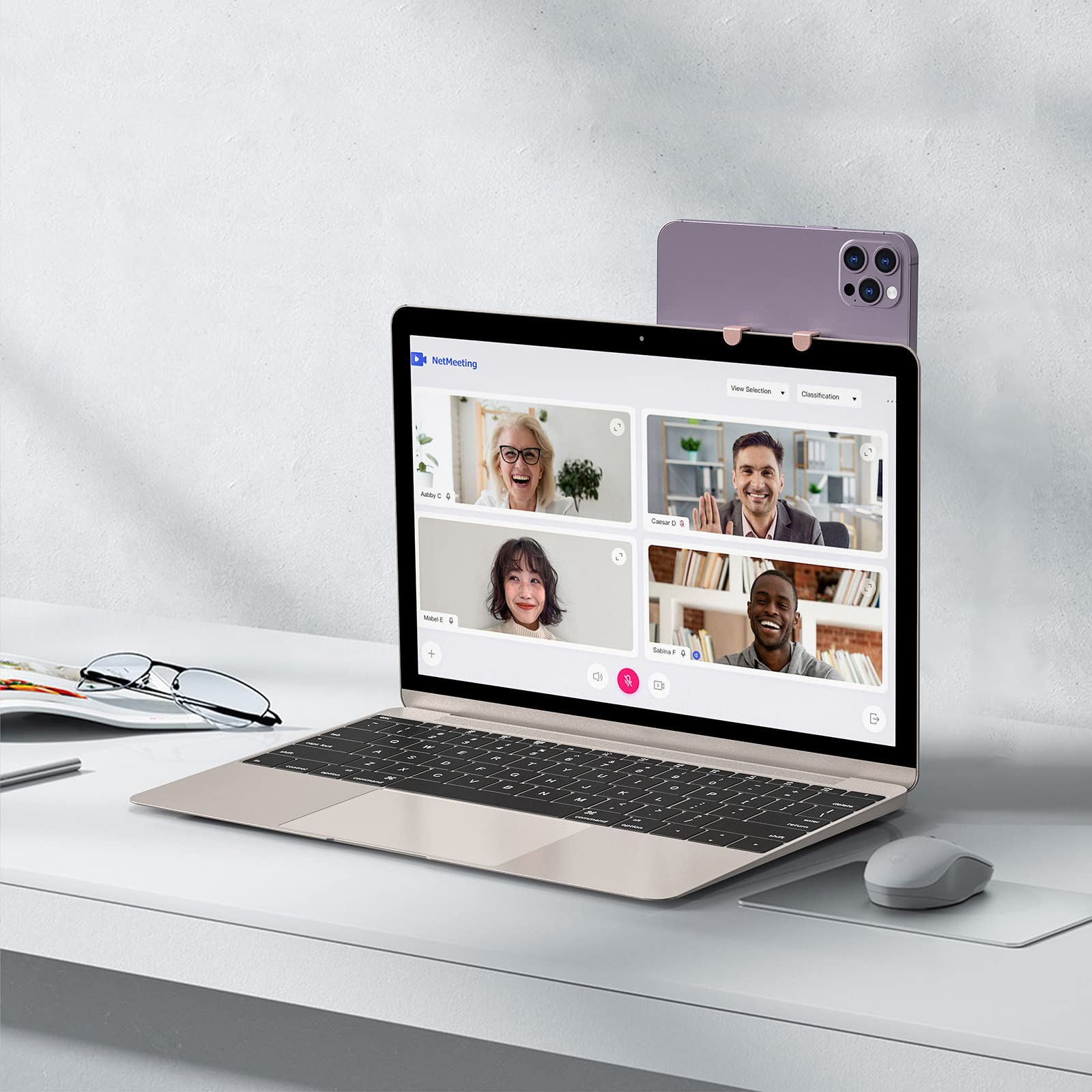 Kangnice Laptop Phone Mount Holder Phone Stand Metal Aluminium Alloy Laptop Notebook Extension Bracket Portable