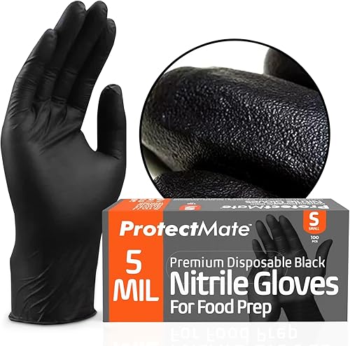 Miniatura 8 de Guantes desechables de nitrilo negro  Grosor de 5 mil  Sin polvo  Sin látex  Guantes desechables industriales  Guantes desechables seguros para