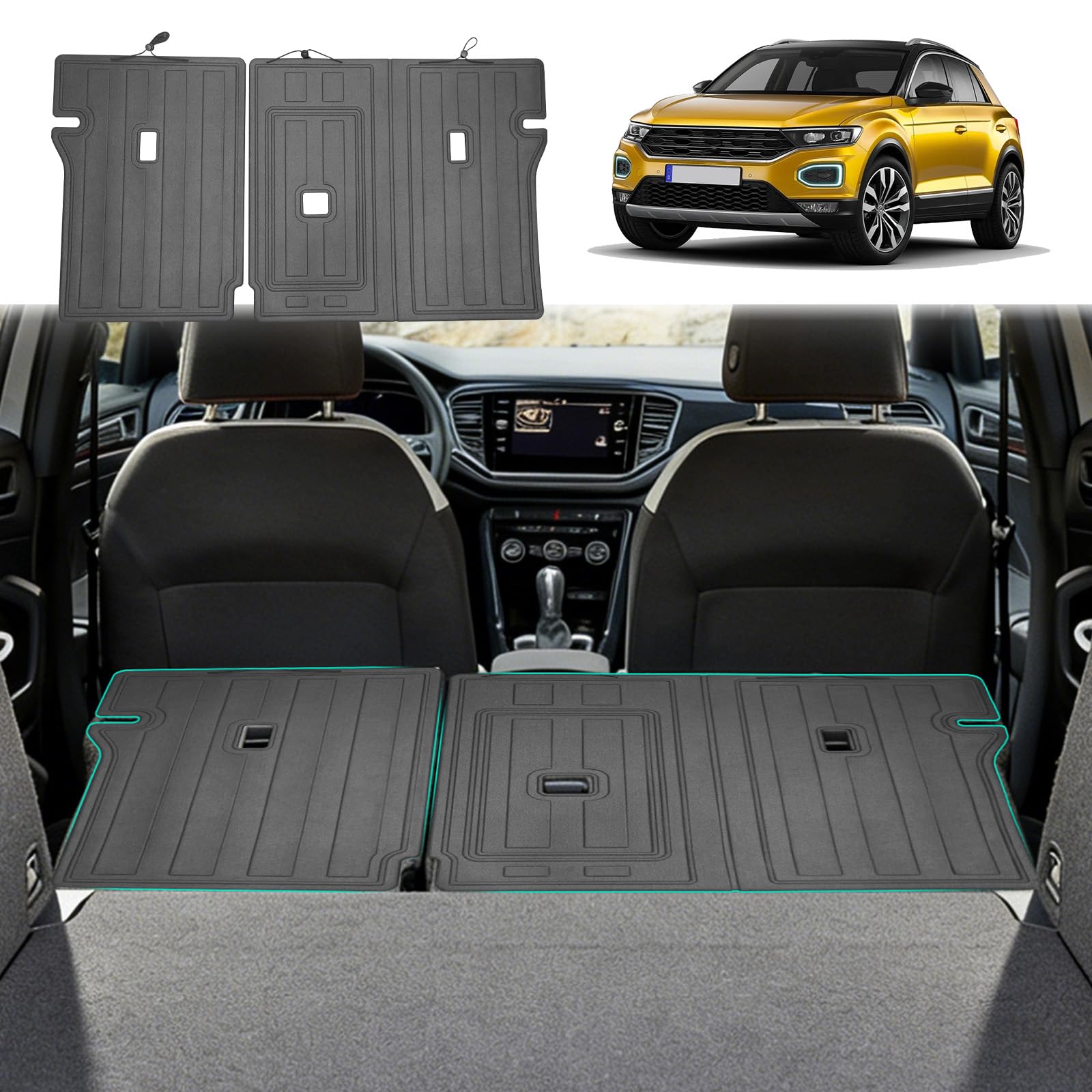 GAFAT Compatibile con VW T-ROC 2017–2025 Tappetino per Bagagliaio Posteriore, Facile da Piegare, in TPE per Tutte le Stagioni, Originale 3D, Accessori T Roc