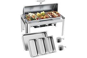 9 QT Stainless Steel Roll Top Chafing Dishes for Buffet