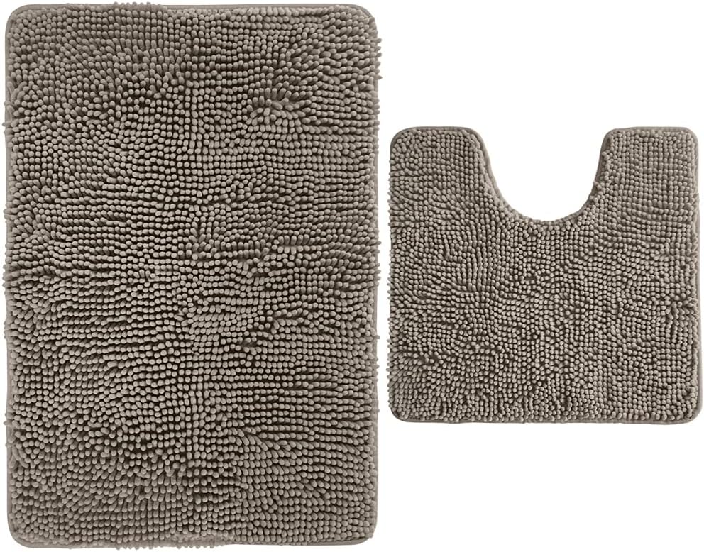 KANGAROO Luxury Chenille Bath Rug and Chenille Toilet Bath Rug, Bath Rug Size 36x24