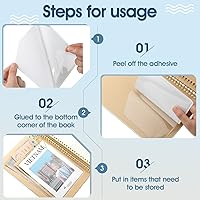 Vista 3 de Junkin 10 bolsillos adhesivos para planificadores, bolsillos para tarjetas de índice, accesorios de planificador, carpeta autoadhesiva