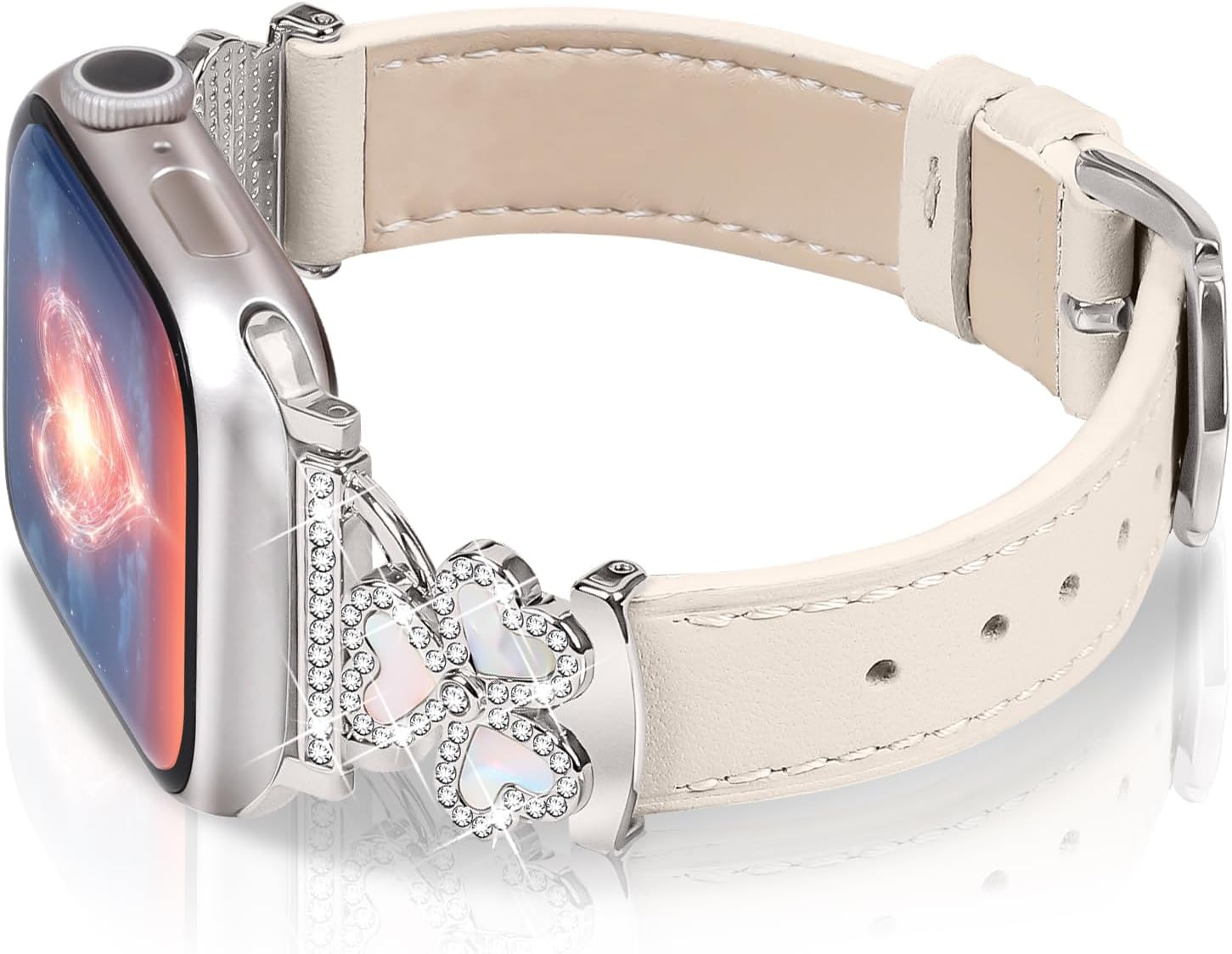 OULUCCI Leather Bands Compatible For Apple Watch Band 40/38/41/42/44/45/46mm Dressy Slim Leather Strap With Designer Three Hearts Design Buckle For Iwatch Series 11/9/8/7/6/5/4/3/2/1/SE/Ultra 2