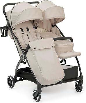 Ickle Bubba Aries Double Prime Auto-Fold Stroller Stone