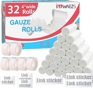 KIWAEZS Gauze Rolls Pack of 32 â€“ 4 â€ x 4.1 yd Premium Quality Lint and Latex-Free Conforming Stretch Bandages Designed for Effective Wound Care for Wound Dressing Support (Individually Packed)
