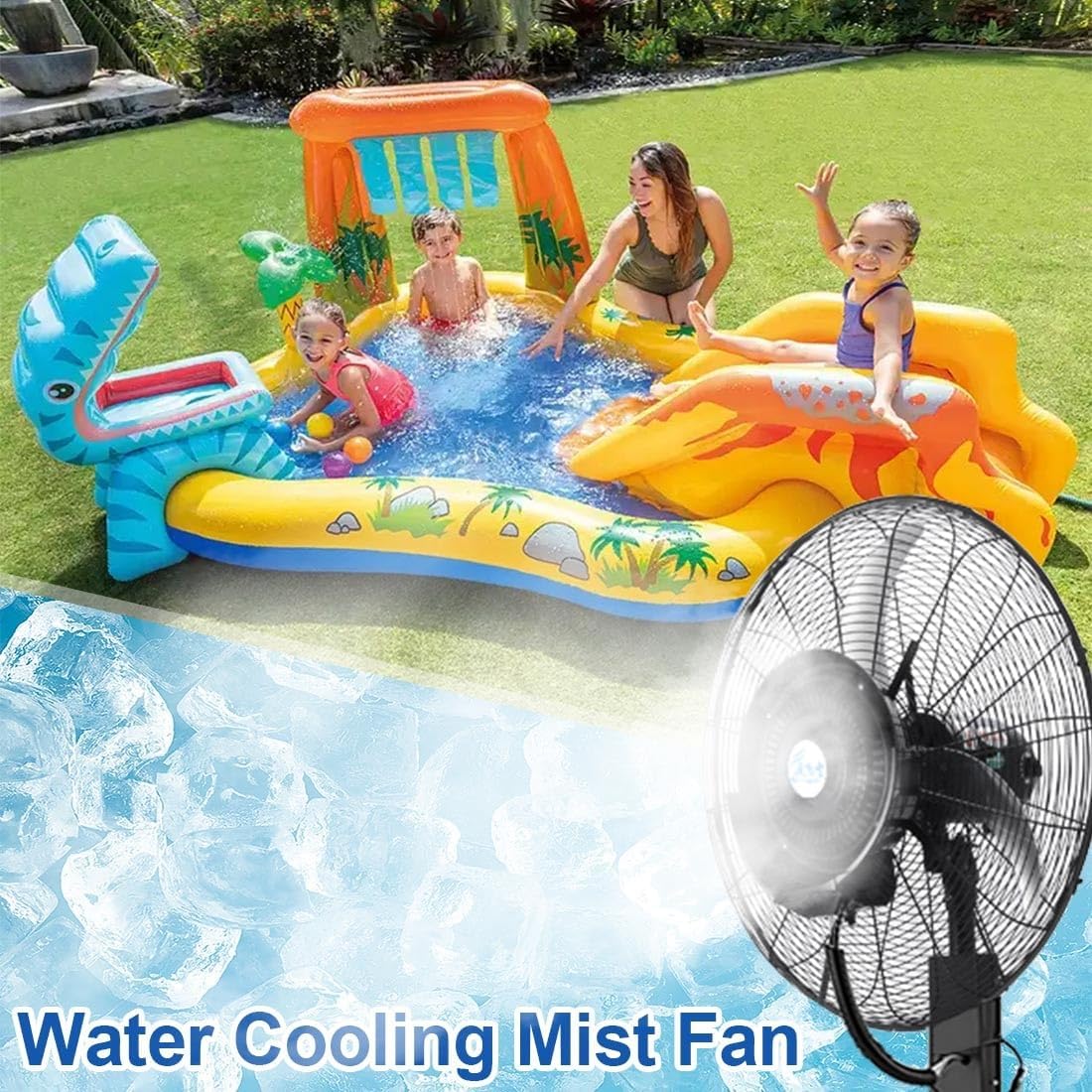 Industrial Misting Fan with 43L water tank,Mist Fans 26 in/30 in,Outdoor Mister Oscillating Pedestal Fan with Mist,Spray Standing Fan with 3 Speeds,Misting Camping fan black(380W/30in)