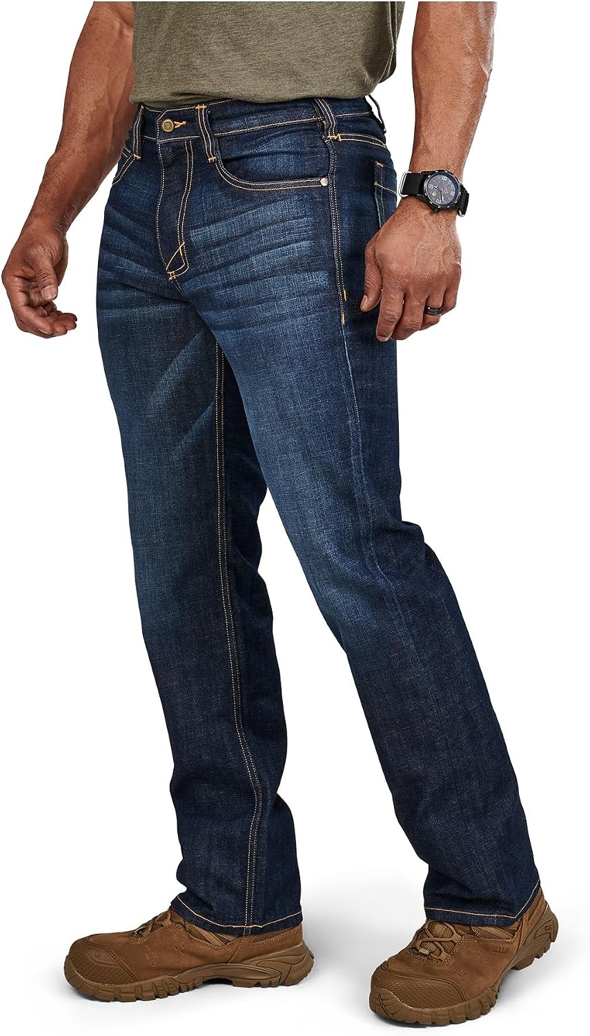5.11 Tactical Mens Defender-Flex Regular Fit Jean Professional Pants, Denim