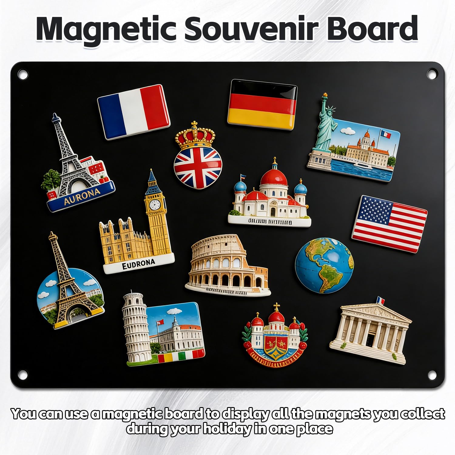 Lot de 2 Tableau Magnétique Mural, 43 x 30cm Plaque Aimantée pour Magnets, Tableau Aimanté Mural pour Aimants et Notes, Autocollant pour Bureau, Cuisine, Réfrigérateur (Noir)