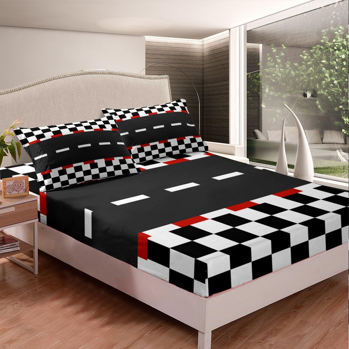 Set Biancheria Da Letto Matrimoniale 7 Pezzi Auto Da Corsa 3D | Morbida Microfibra, Reversibile, Stampa Sportiva, Regalo