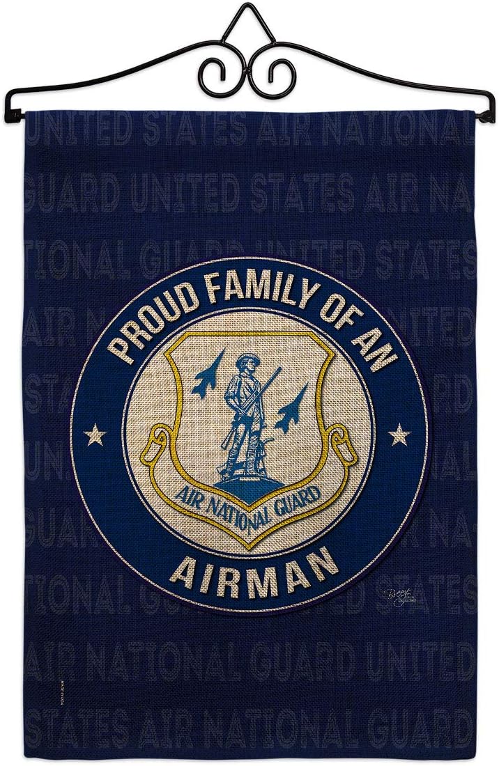 Air Force Proud Family Airman Garden Flag Set Wall Holder Armed Forces National Guard ANG United State American Military Veteran Retire Official Small Gift Yard House Banner Double-Sided 13 X 18.5