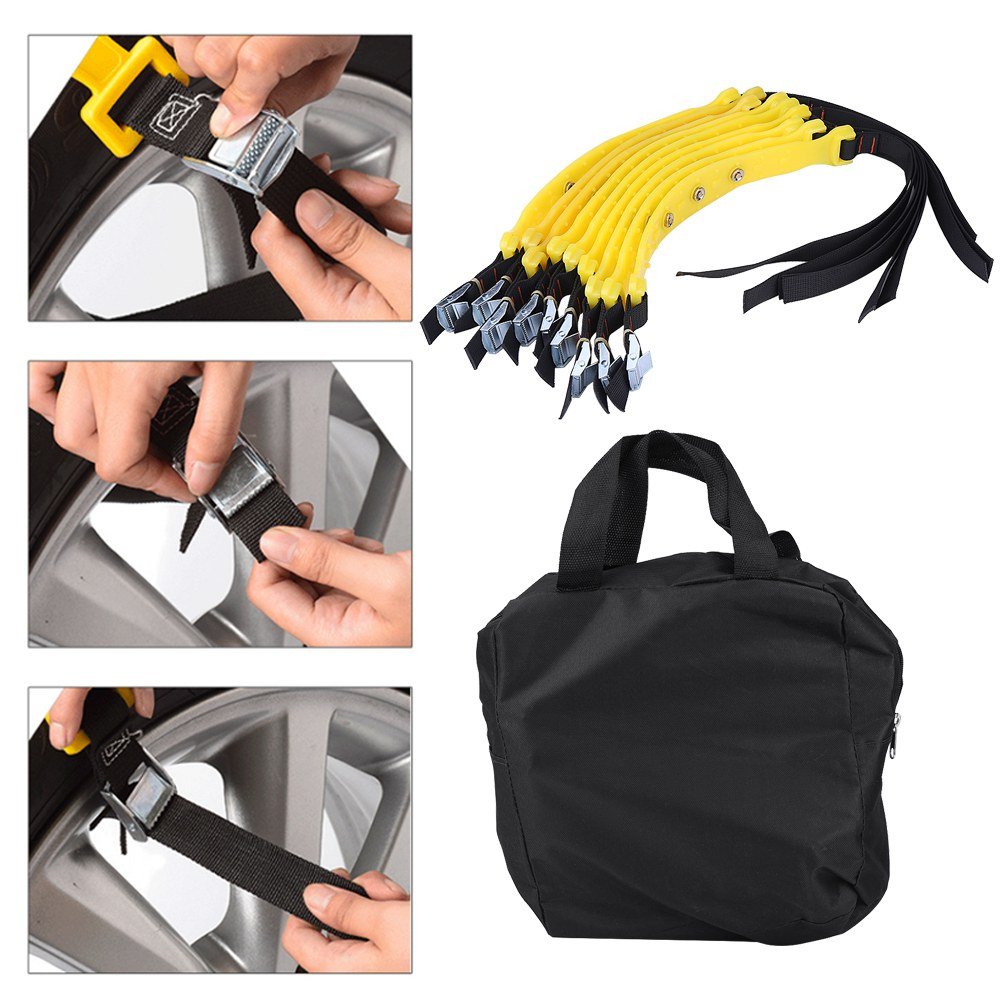 BigKing Cinturón para Neumáticos, 10 Piezas 185-225 Mm Cinturón Antideslizante para Neumáticos Cadenas de Neumáticos de Seguridad para Automóviles de Nieve Universal para Automóviles, Camiones, SUV