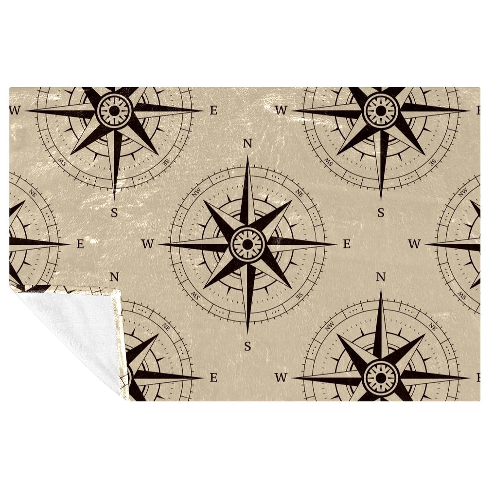 Couverture boussole nautique chaude et douce contre le froid du canapé