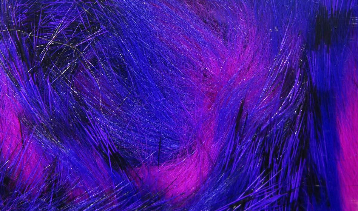 Hareline Fly Tying Tiger Barred Rabbit Strips (Black Barred Purple Over Fuchsia)