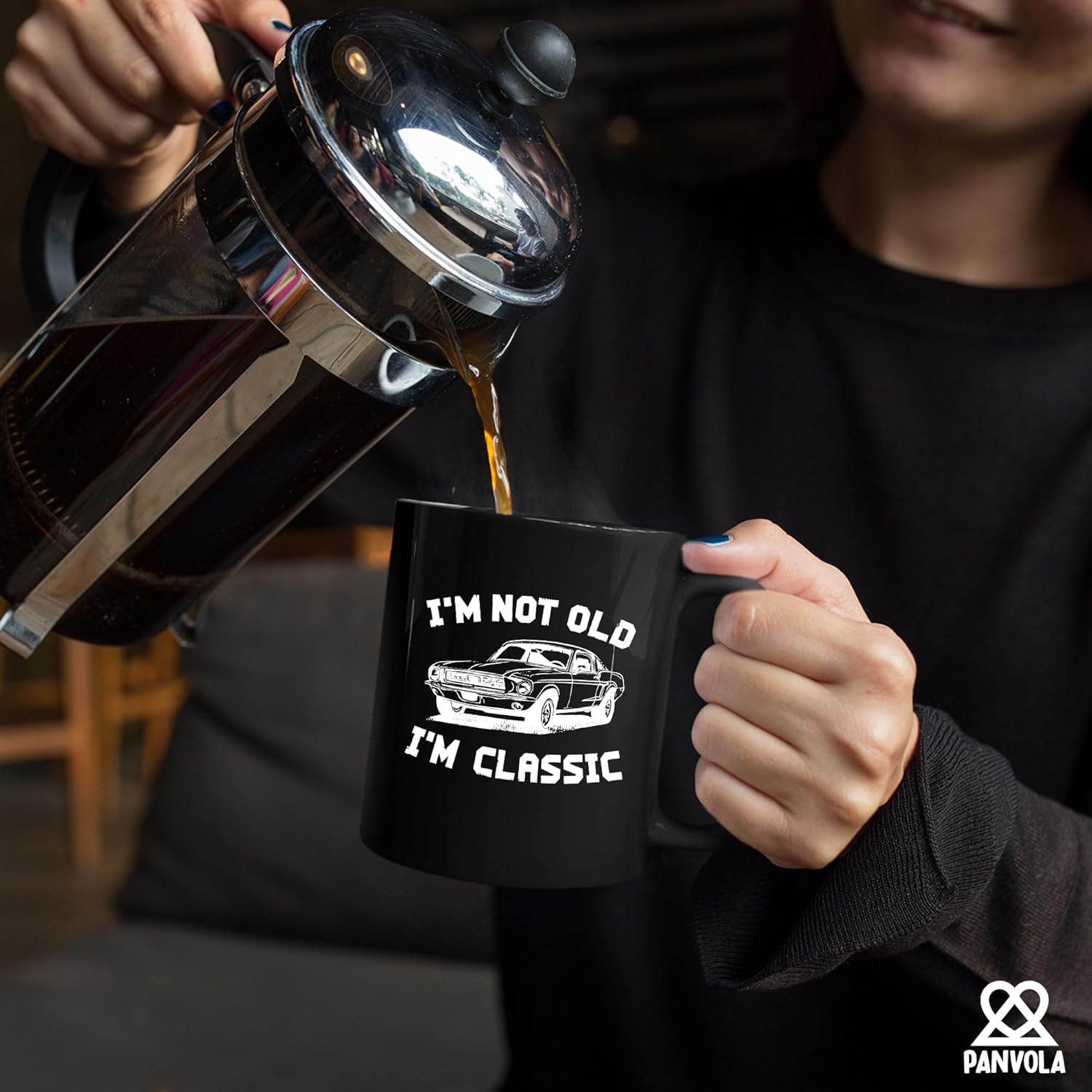 Panvola I'm Not Old I'm Classic Retirement Gift Mug Retired Senior Dad Father Grandpa Granddad Birthday Gifts For The Car Enthusiast Ceramic Cup (Black) - Image 4