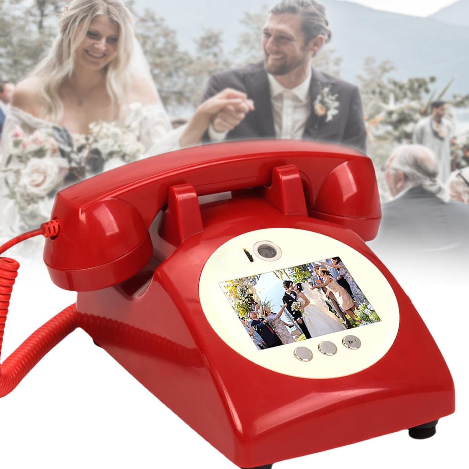 Libro De Firmas para Bodas con Video Y Audio, Libro De Firmas Retro para Bodas con Video HD, Libro De Firmas Creativo, Fácil De Usar Y Divertido, para Despedidas De Soltera Y Cumpleaños,Red