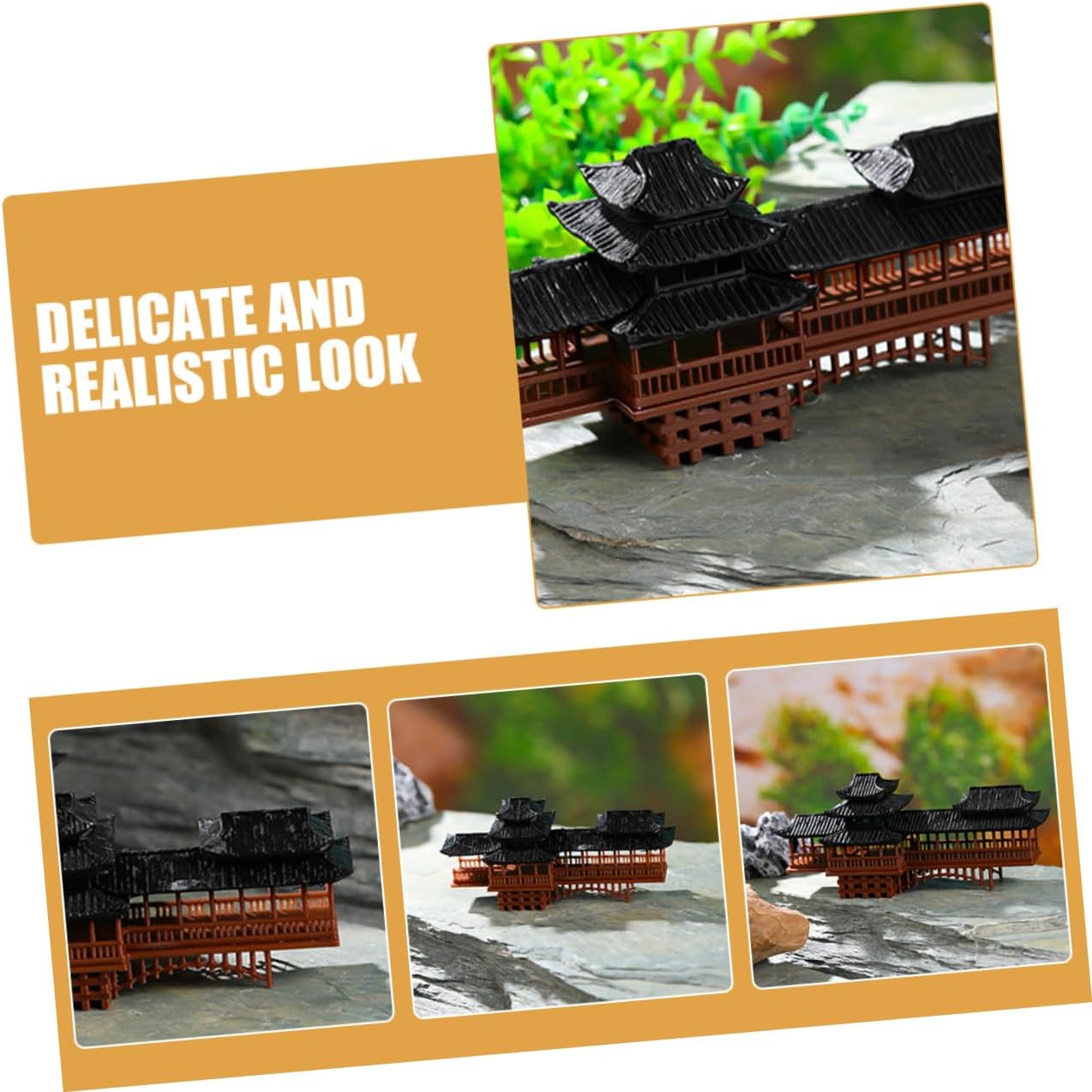 Levemolo Miniature Bridge Decoration Plastic Antique Style for Mini Garden