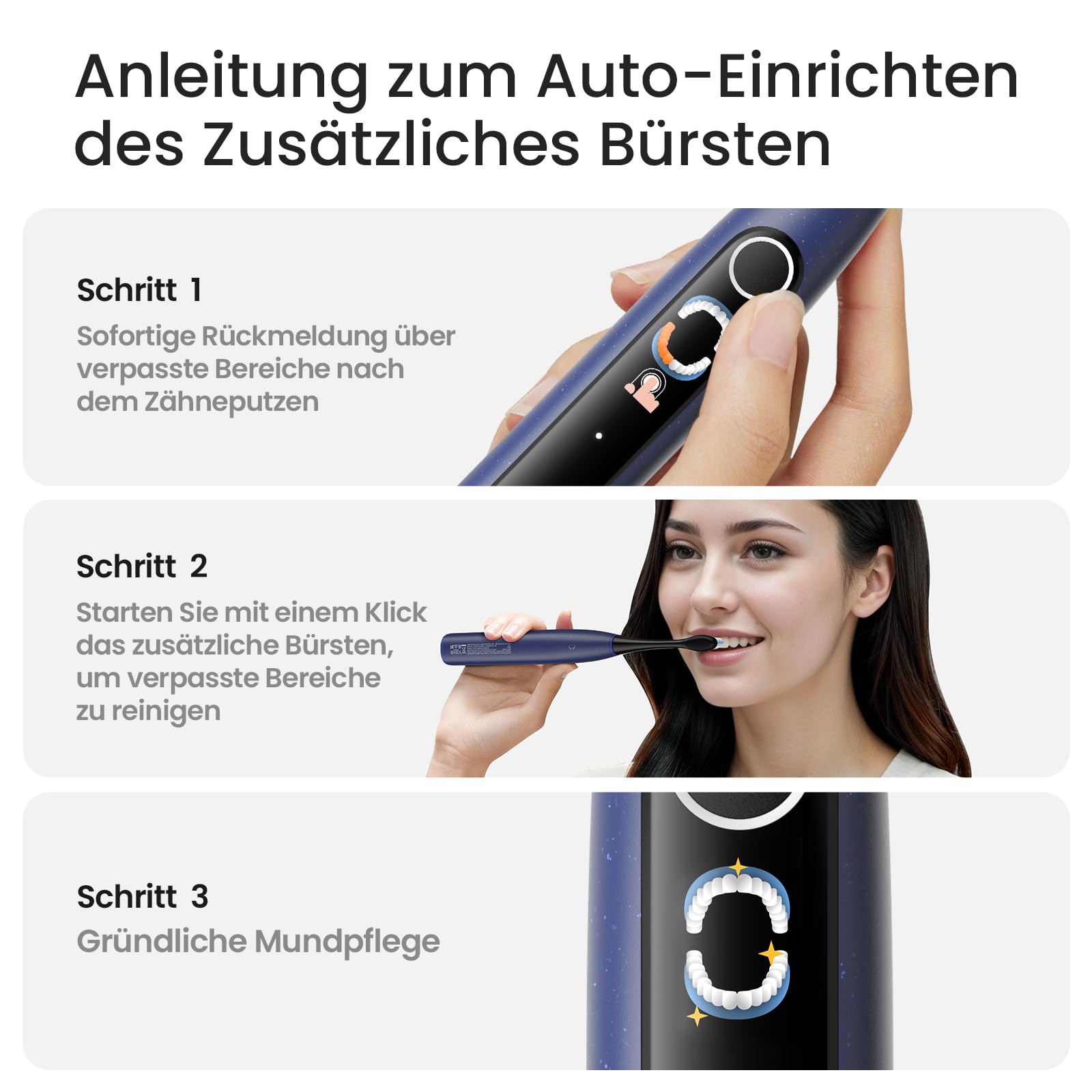 Oclean X Lite Schallzahnbürste Blau Gift Set, elektrische Zahnbürste mit 3 Bürstenköpfe, Electric Toothbrush mit IPX7 Wasserdicht, 5 Putzprogrammen, Timer, Reiseetui