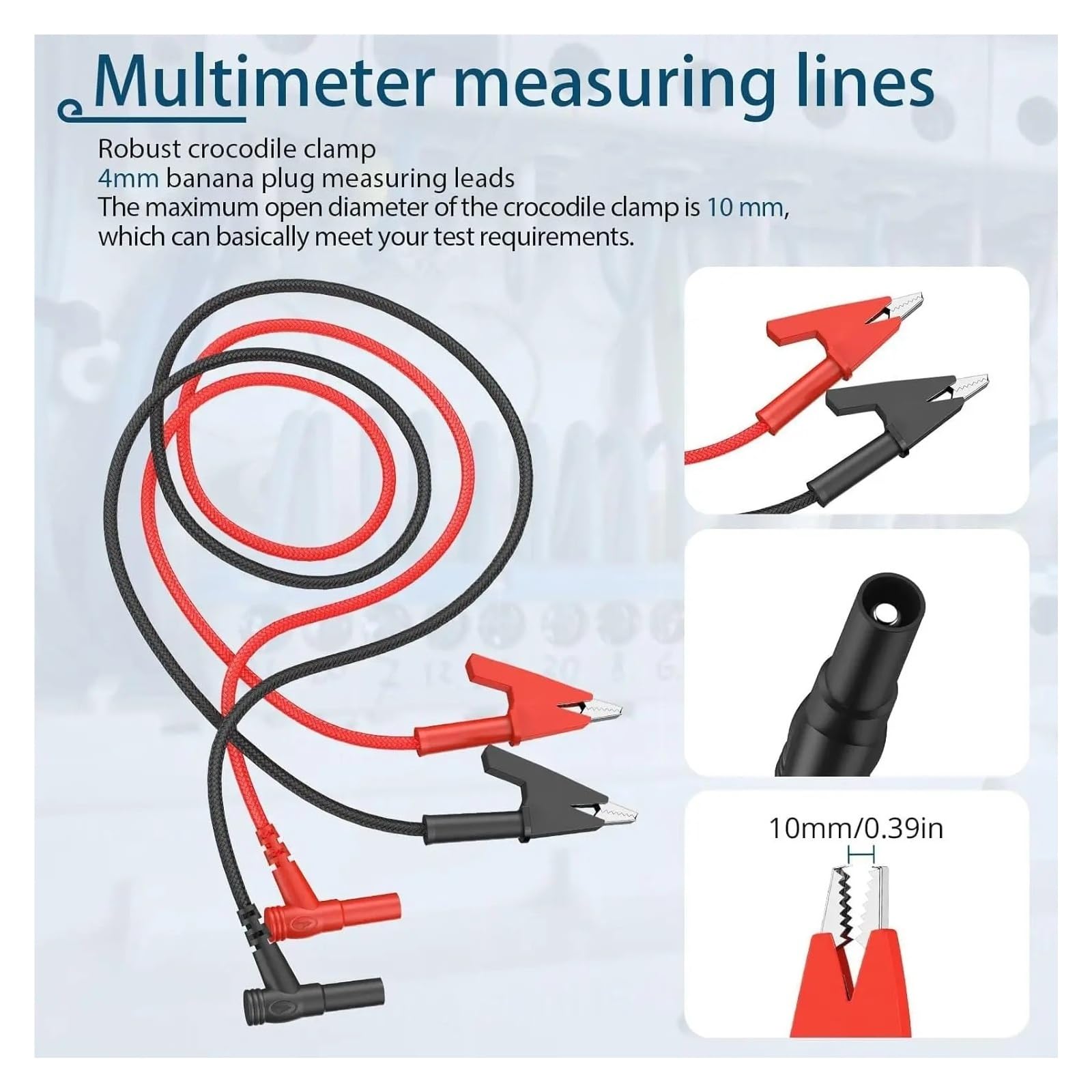 1M 15A Banana Plug to Crocodile Clip Test Lead for Multímetro