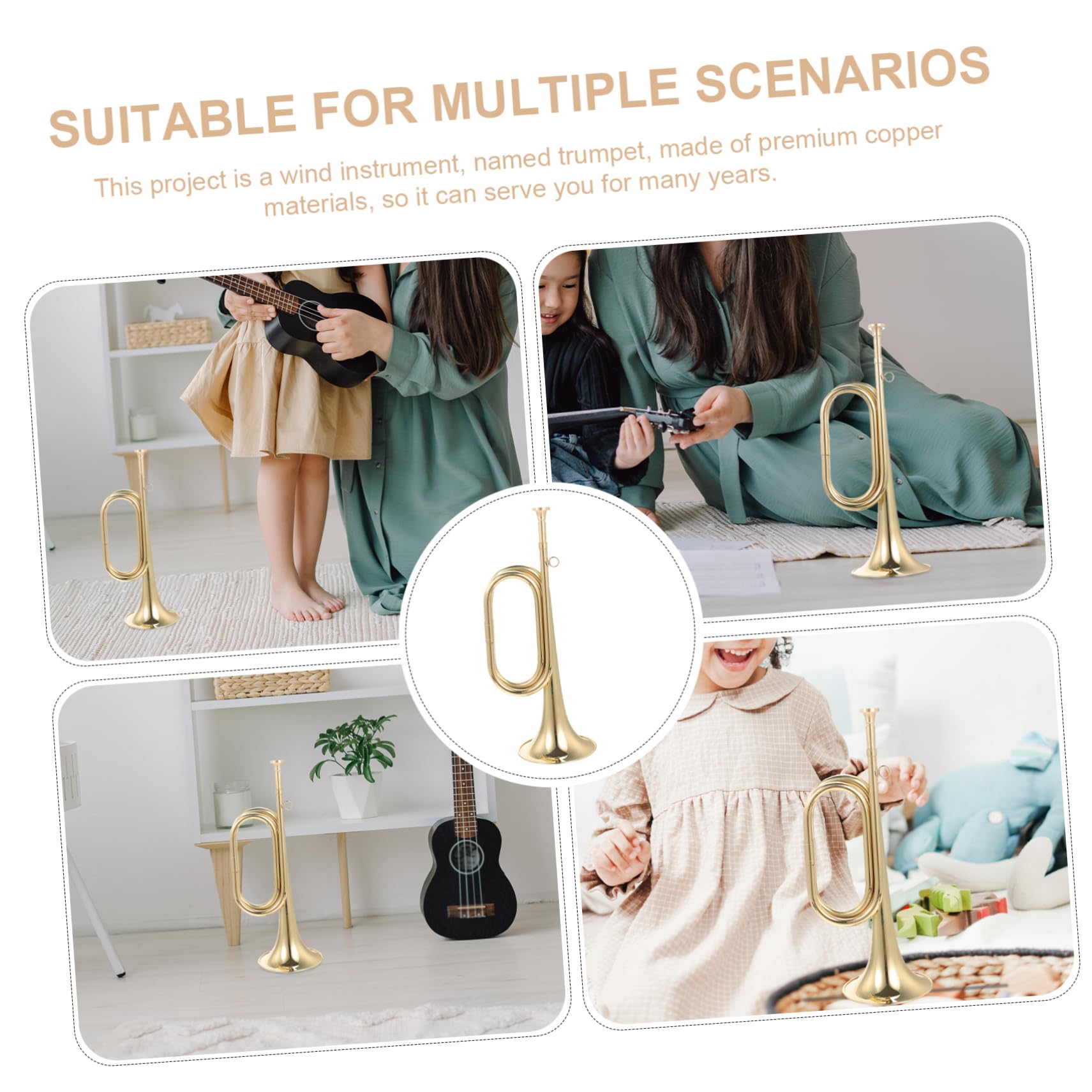 Yardwe Tromba Militare in Rame Color Oro Facile da Trasportare Suono Naturale e Leggero per Orchestre e Bande Scolastiche