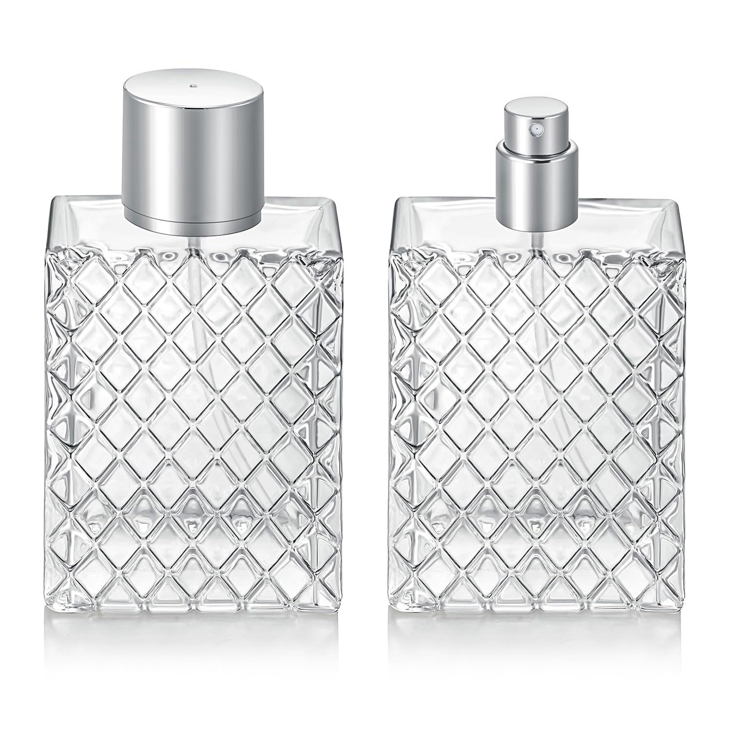 TERRIFI 2 Pcs Empty Perfume Bottle, 100ml Refillable Spray Perfume Bottles - Clear Glass Essential Oil Container for Travel, Portable Fragrance Fine Mist Spray Bottle for Perfume, Essential Oil, Toner