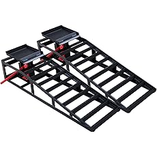 Car Ramps 2 Pack Heavy Duty Steel Hydraulic High Lift Service Vehicle Ramps 5T 110231 lbs Automotive Truck Wheel Ramps for Oil Changes with Support Jack for Auto Beauty Stores DIY Repair Stores