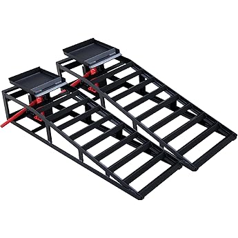 Car Ramps 2 Pack Heavy Duty Steel Hydraulic High Lift Service Vehicle Ramps 5T 110231 lbs Automotive Truck Wheel Ramps for Oil Changes with Support Jack for Auto Beauty Stores DIY Repair Stores