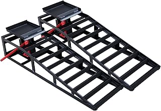 2 Pack Hydraulic Car Ramps 5T 11000lbs Capacity, Low Profile Car Lift Service Ramps Truck Trailer Garage, Height Hydraulic Vehicle Ramps, Lift Height 9.8-15 Inch,Black