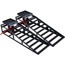 2 Pack Hydraulic Car Ramps for Oil Changes, 5T Heavy Duty Vehicle Ramps, Truck Wheel Ramps with Support Jack for DIY Auto Stores Repair, Home Garage, Adjusted Height 9.3-14 Inch,Black