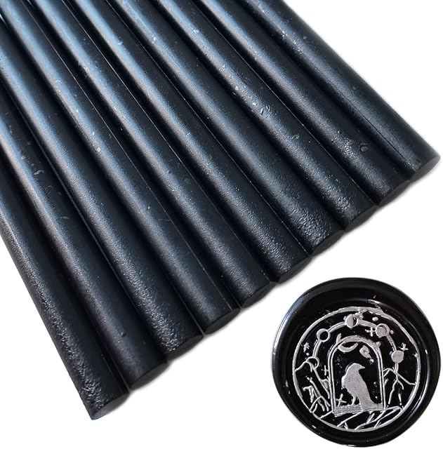 10 Pieces Black Sealing Wax Sticks for Wax Seal Stamp, AMTOL Sealing Wax Sticks for Glue Gun,Great for Wedding Invitations, Wine Packages,Cards Envelopes, Gift Wrapping. (Black)