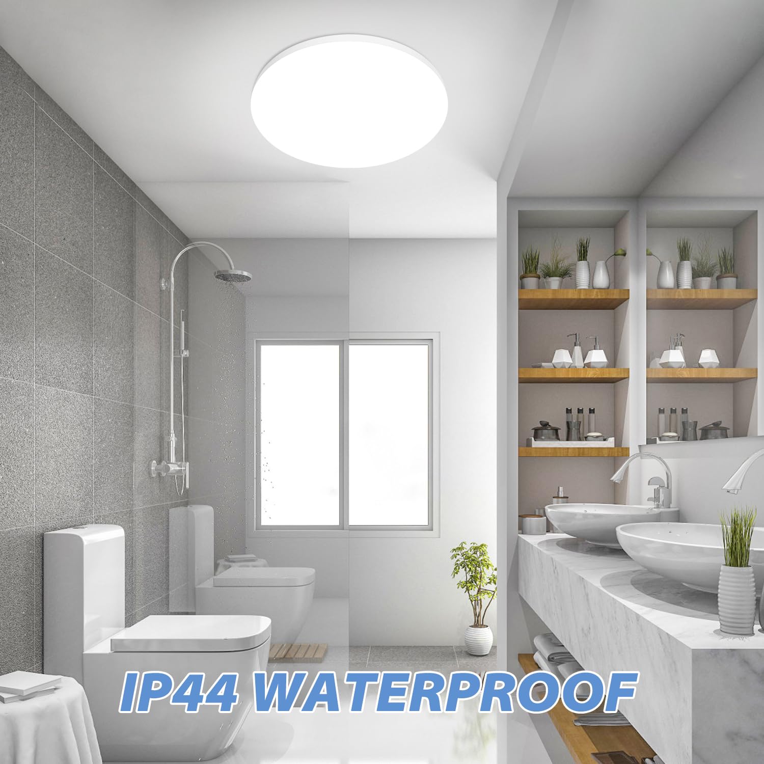 Plafoniera LED Soffitto 24W Lampada da Soffitto 6500K 2000LM Plafoniera Bagno IP44 Impermeabile Ø28CM Rotonda Lampadario LED Moderna Luce Soffitto per Cameretta, Soggiorno, Cucina, Balcone, Corridoio