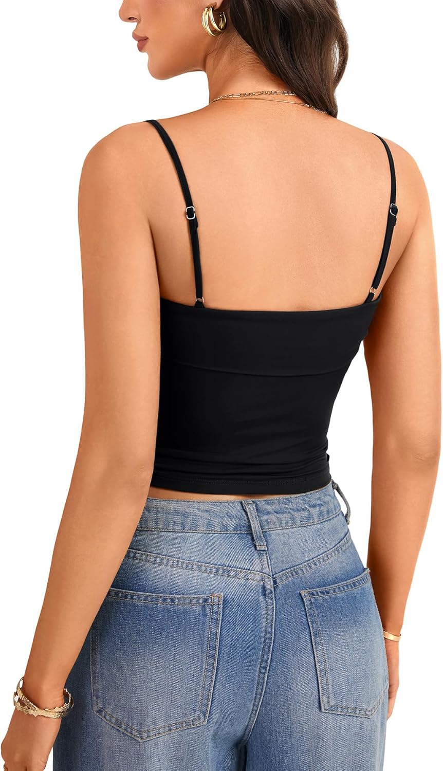 Vrtige Women's Foldover Bandeau Adjustable Straps Slim Fit Sexy Crop Top Camisole - Image 5