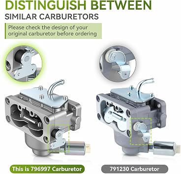 AUTOKAY 796997 MIA11461 Carb Carburetor Fits for John Deere D125 D130 D140 D150 D170 LA135 LA145 LA155 LA165 LA175 X130R X140 X165 Z235 Z245 Z255 Z425 Lawn Tractor Carb, with Gaskets